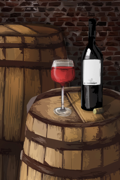 Sudové víno – ČERNÝ RYBÍZ, polosladké – Malovaný sklep